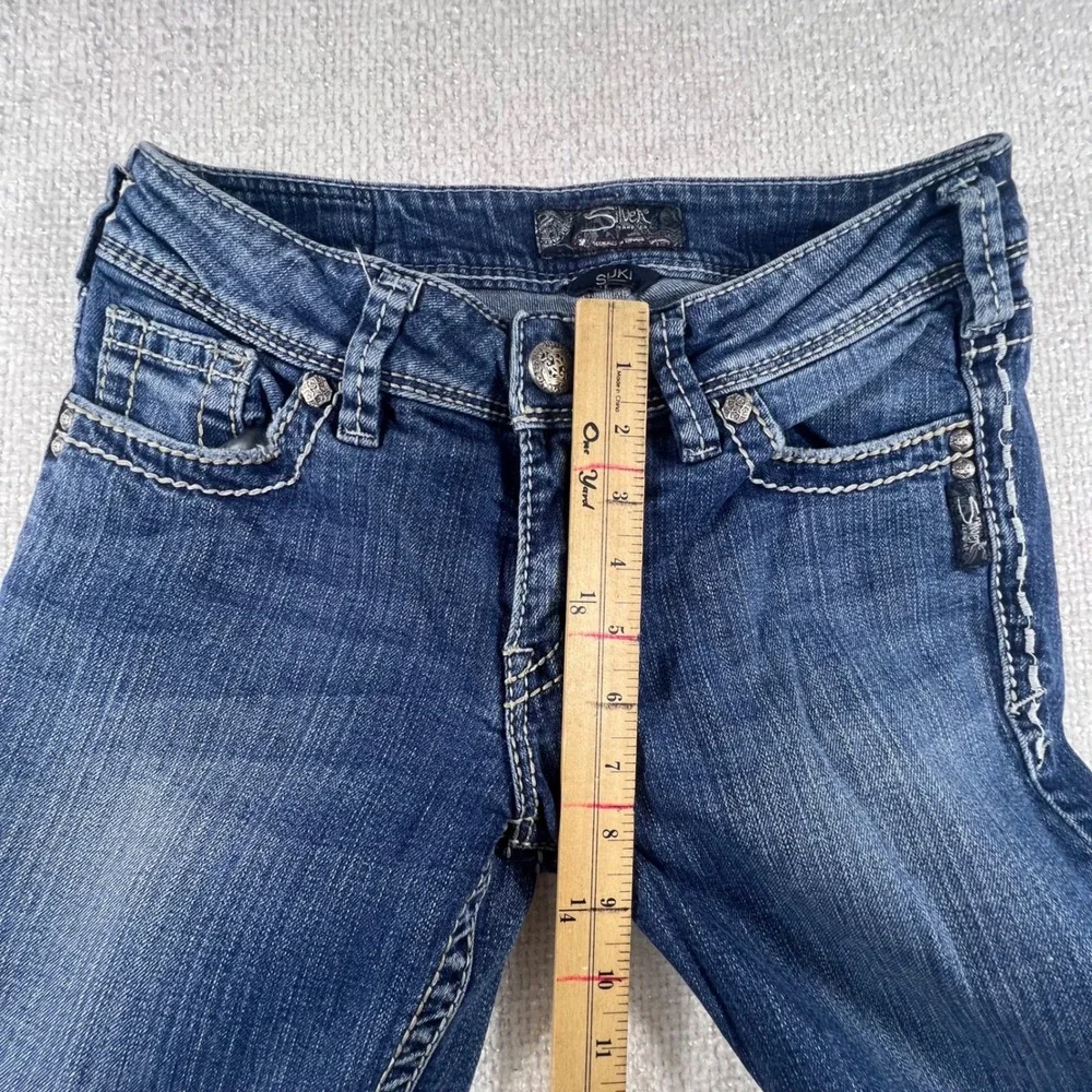 Silver Jeans Co Suki Mid Bootcut Jeans Dark Wash‎ Contrast Stitch Blue Women 29